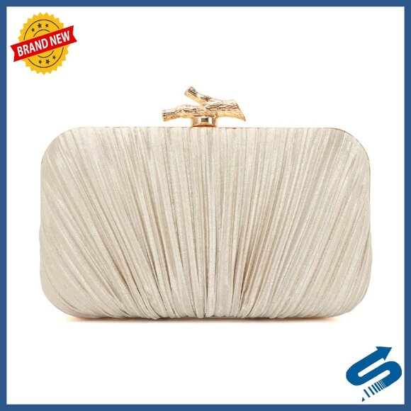 Pleated Silky Evening Clutch with Chain Strap - 7.5\